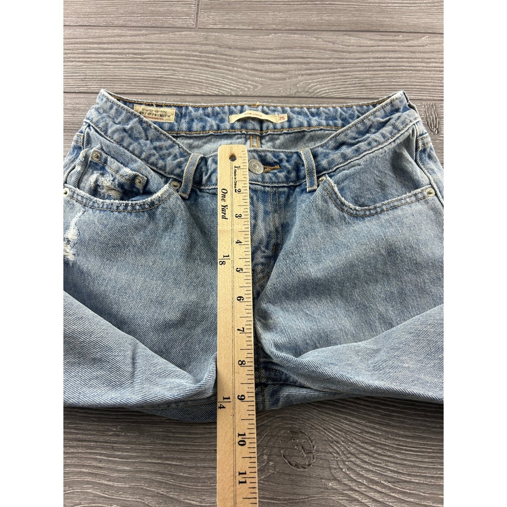 Levis Premium Low Loose Distressed Wide Leg Jeans Light Wash Blue 25 - Picture 5 of 8